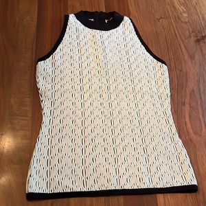 WHBM NWOT Ecru and Black Textured Sweater Tank Size Medium